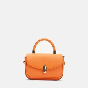 Orange Ladies Crossbody Bag with Top Handle - Adjustable & Removable Strap